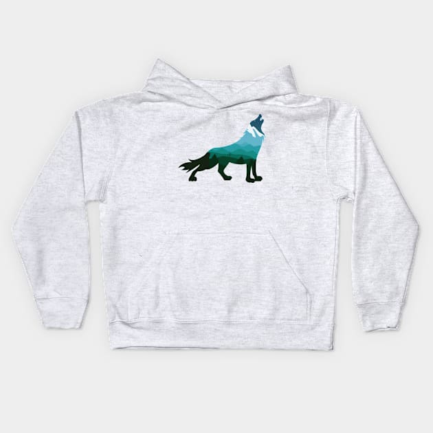 Lone Wolf Survives The Mountain Silhouette Art T-Shirt Kids Hoodie by JHFANART